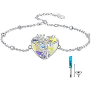 Tree Of Life Urn Bracelet Heart Urn Bracelet for Ashes 925 Sterling Silver